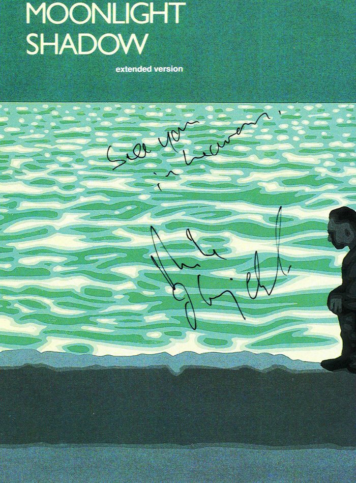 Moonlight Shadow Maxi firmado por Mike Oldfield en la presentacin de Tr3s Lunas, Valencia 2002